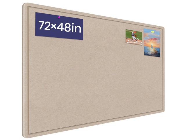 Large Bulletin Board 72' x 48' Felt Cork Board,Decor Pin Board, Beige Brown Cork Board Alternative for Wall, Foldable Self-Adhesive Vision Board...
