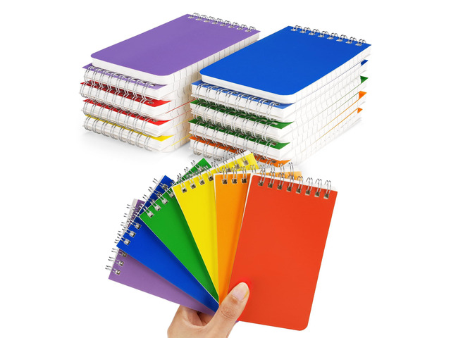 24 Packs 3x5 Inch Pocket Spiral Memo Pads Lined Top Bound Mini Notebooks Bulk, 6 Assorted Colors, 60 Sheets/120 Pages 80GSM for Office School Note...