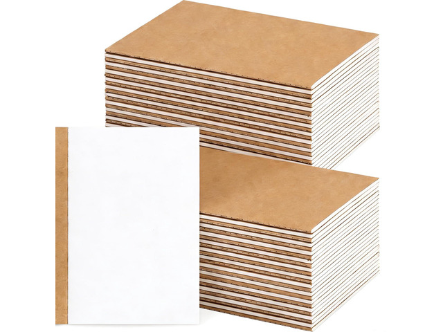 50 Pack Blank Kraft Notebooks A5 Journals Sketchbook Bulk Drawing Pad Book Bulk for Kids Junk Journal, A5, 60 Pages, 8.3 x 5.5 Inches
