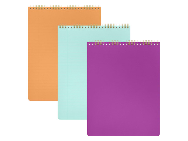Top Bound Spiral Notebook, 3 Pack, Lined Notepad, (Raspberry/Marigold/Mint), 70 Sheets (140 Pages) Per Notebook, Wide/Legal Ruled, 8.5 inches x 11...