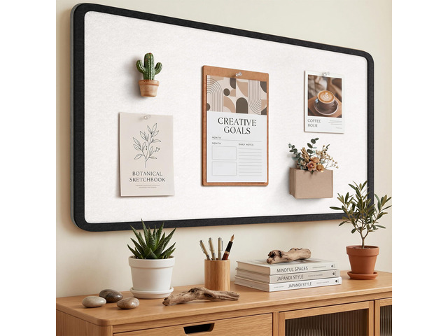 Bulletin Board Decorative Felt Foldable Vision Photo Pin Boards 48 x 36 inches Black Cork Board Alternative for Walls, Office, Home, Classroom,with...
