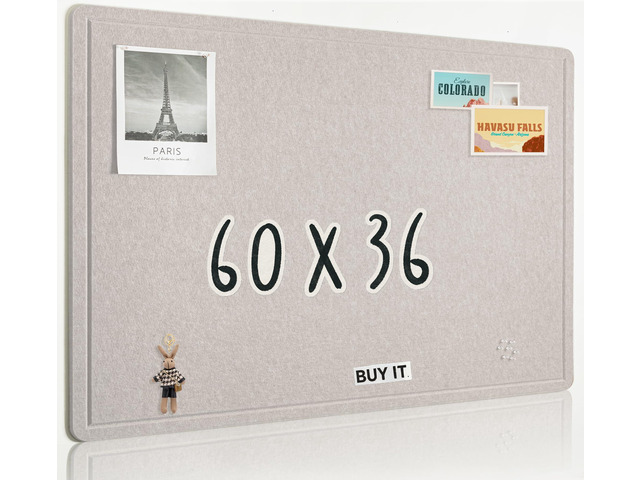 Foldable Felt Bulletin Board for Wall, 60x36 inches, Latte Large Cork Board Alternative with 25 Pushpins, Decorative Photo Display Board Pin Board...