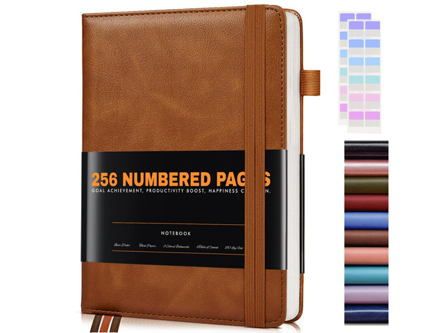 Lined Journal Notebook for Women Men, 256 Numbered Pages Hardcover Leather Journals for Writing, A5 Journaling Notebooks, College Ruled Journal for...