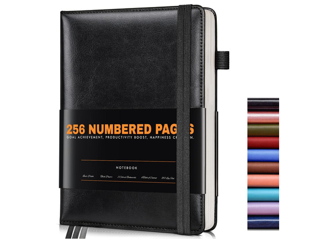 Lined Journal Notebook for Women Men, 256 Numbered Pages Hardcover Leather Journals for Writing, A5 Journaling Notebooks, College Ruled Journal for...