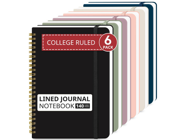 6 Pack Lined Notebooks for Work Hardcover Spiral Journal for Office 6 Multi, 5.7' x 7.9' Spiral Journals for Writing, Bulk Work Notebooks, Note...
