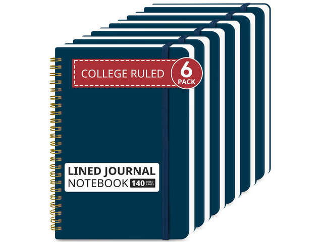 6 Pack Lined Notebooks for Work Hardcover Spiral Journal for Office Navy, 5.7' x 7.9' Spiral Journals for Writing, Bulk Work Notebooks, Note taking...