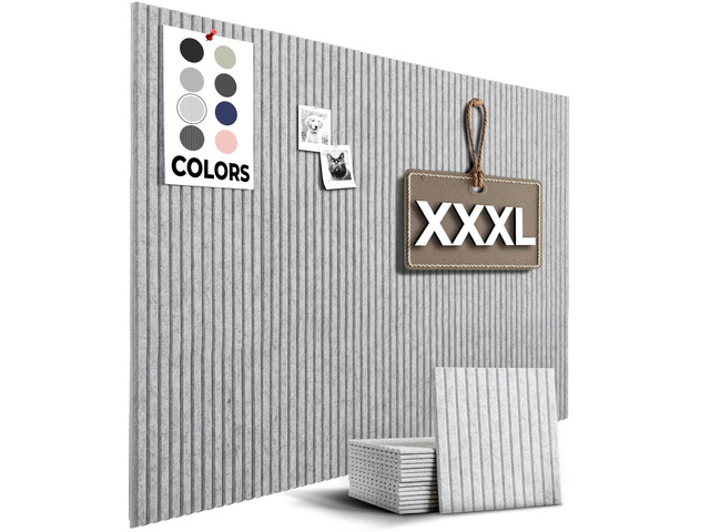 Office Cork Board, 59'x36' 15 Pack Felt Tiles for Wall, Tac Board, Large Felt Board, Wall Protector for Dart Board, (Gray Marble Slats)