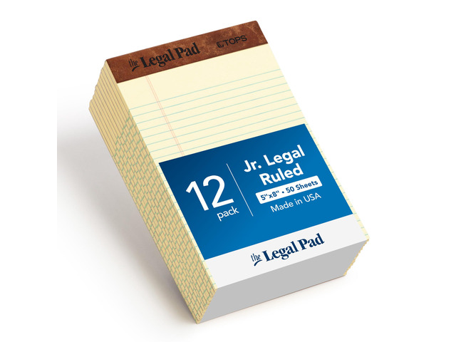 5 x 8 Legal Pads, 12 Pack, The Legal Pad Brand, Narrow Ruled, Yellow Paper, 50 Sheets Per Writing Pad, Made in the USA (7501)