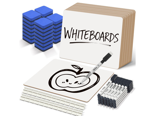 Dry Erase Boards, 26 Pack 9'x12' Double Sided Portable Handheld Small Whiteboards, for Children, Students, Teachers and Schools, Including 26...