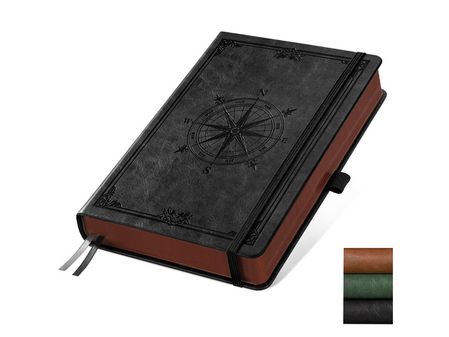 Thick Lined Notebook, 320 Numbered Pages, A5 (5.75'' X 8.38'') College Ruled Journal, Vintage Leather Hardcover, 100gsm Paper, for Men Women Work...