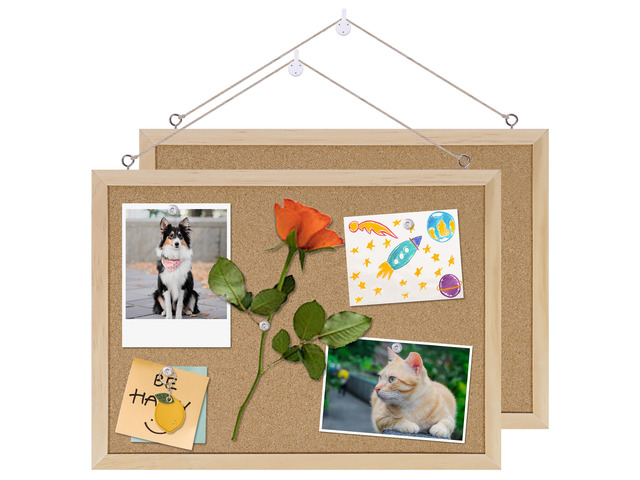Cork Boards for Office with Pin Oak Wood Board 2 Pack,11X15 Cork Board Bulletin Board Hanging Corkboards for Office Home School Message Board or...