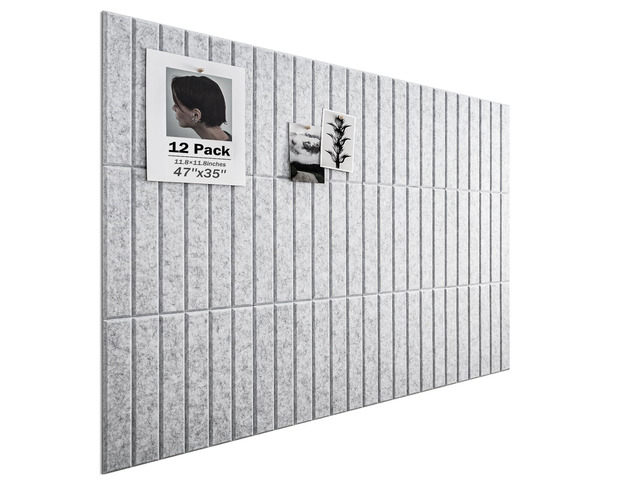 Large Cork Board, 48'X36' Bulletin Board Pin Boards for Wall Grey 12 Pack Felt Cork Boards for Office Home Decor, Classroom With 60 Safe Removable...