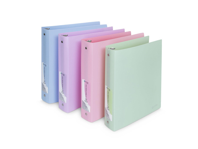 3 Ring Binder 1.5 inch (4 Pack) Pastel Flexible Binders Round Ring with Pocket, Holds 280 Sheets, for Home and School Supplies in Blue, Purple,...