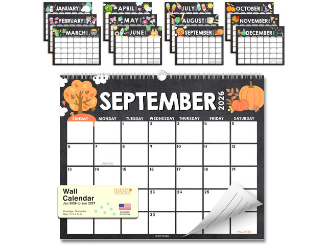 2026 Calendar Wall - 2026 Wall Calendar Large for School, Home & Office 18-Month Hanging Calendars, Academic Monthly Calendar from January 2026 to...