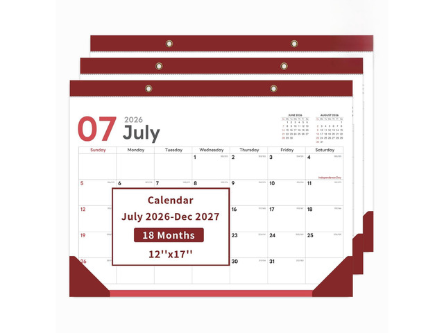 Desk Calendar 2026-2027, 17' x 12' Monthly Desktop Planner Pad with Frosted Cover, 18 Months July 2026 to December 2027, Thick 120 GSM Paper for...