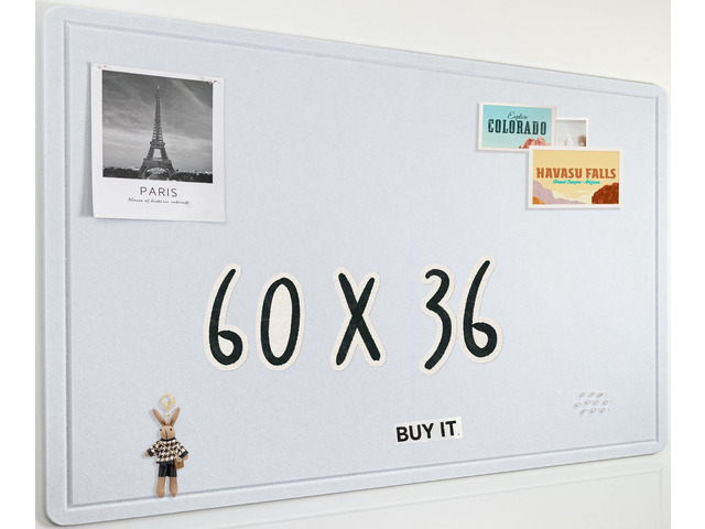Foldable Felt Bulletin Board for Wall, 60x36 inches, White Large Cork Board Alternative with 25 Pushpins, Decorative Photo Display Board Pin Board...