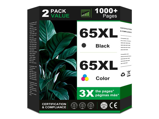 65XL Ink Cartridge Combo Pack Replacement for HP Ink 65 XL ink Black Color High-Yield for HP65 hp65xl 5055 5000 5052 5010 5070 5014 3755 3700 3772...