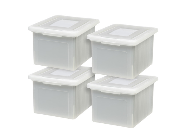 4-Pack 35 Qt. Letter File Box with Lid, Pearl Organize lesson plans, classroom files and teaching materials with secure storage for teachers,...