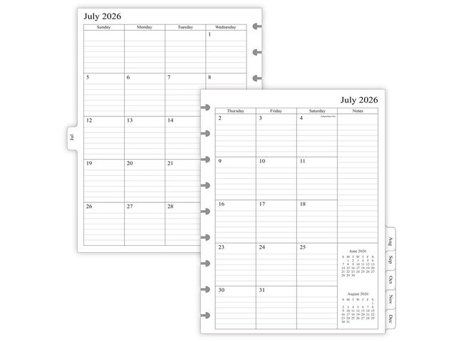 2026-2027 Planner Refills for Happy Planner Classic Size, Monthly Pages, Jul 2026 - Dec 2027, 9-Disc Punched, 7' x 9-1/4'