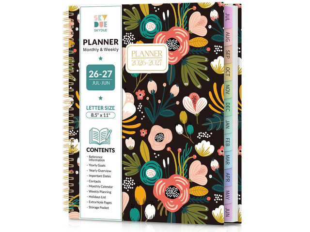 2026-2027 Monthly and Weekly Academic Planner, July 2026-June 2027, 8.5'x11', Agenda Calendar with Colorful Tabs and Storage Pocket, Ideal for...