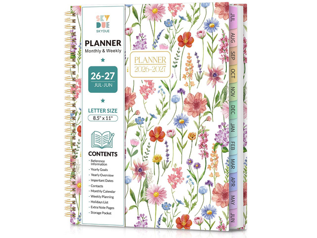 2026-2027 Monthly and Weekly Academic Planner, July 2026-June 2027, 8.5'x11', Agenda Calendar with Colorful Tabs and Storage Pocket, Ideal for...