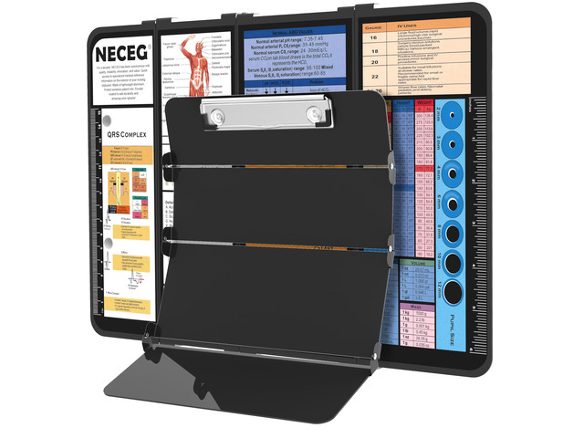 Nursing Clipboard Foldable, 4-Fold Aluminum Pocket Size, Black Folding Clipboard with Medical Cheat Sheets, Metal Pen Clip & Privacy Protection for...