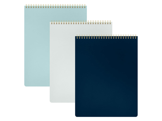 Top Bound Spiral Notebook, 3 Pack, Lined Notepad, (Light Grey/Navy/Sage Green), 70 Sheets (140 Pages) Per Notebook, Wide/Legal Ruled, 8.5 inches x...