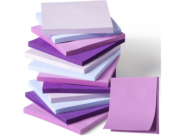 12 Pads Purple Sticky Notes 3'x3' 50 Sheets Self Stick Notes Pads Memo Purple Office Supplies Vintage Aesthetic School Accessories Easy Peel...