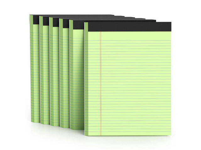 300 Sheets Green Legal Pads 8.5 x 11 College Ruled Paper 6-Pack Note Pads Narrow Ruled 50 Sheets per Notepad Perforated Writing Pad Durable Sturdy...