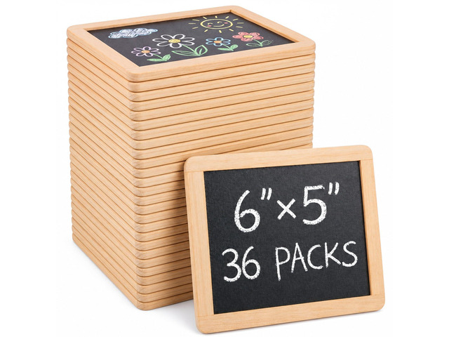 36 Pcs Small Chalkboard Mini Chalk Board, 6 x 5 Inch, Wood