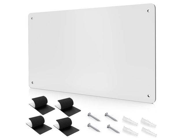 17.7' x 11.8' White Metal Magnetic Board - Magnet Bulletin Board to Display Magnetic Letters Numbers Animal, Poetry, Spice Jars, Notes, Photos,...