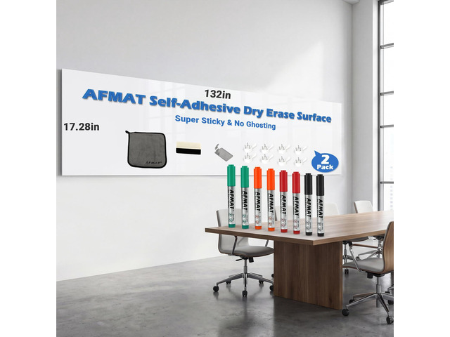 White Board Sticker for Wall, 1.44x11ft Peel and Stick Whiteboard Wallpaper, Stain-Proof & Super Sticky Dry Erase Wall Decal, Dry Erase Contact...