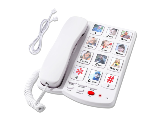 Big Button Phone for Seniors, Corded Landline Telephone with Large Number Keys, 10 Picture Memory One-Touch Dial, Extra Loud Ringer, Easy to Use...