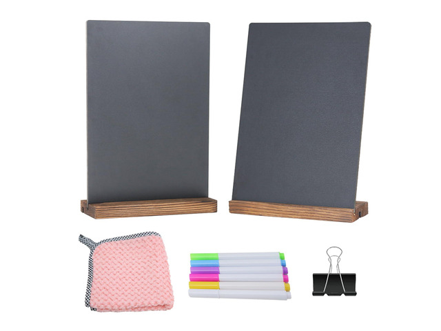 8.7x12 Inch Double Sided Chalkboard Signs, Erasable Message Blackboard with Wood Base for Shop Wedding Kitchen Home Party Decoration (2 Pack 8.7x12)