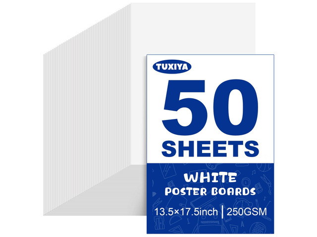 50 Pack White Poster Board,13.5' x 17.5' White Poster Paper Bulk 250GSM/92LB Heavy-Weight Blank Poster Board for Arts,Craft,Projects...