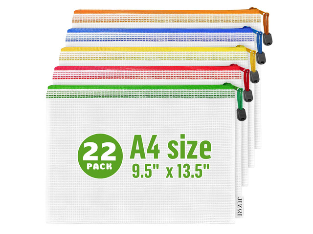 22 Pack Mesh Zipper Pouch Bags 9x13 inch - Clear Mesh Bags Letter Size - Plastic Zipper Pouches - Game Bags - Zip Bags - Board Game Storage -...