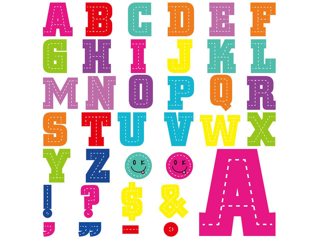 136 Pcs 12 in Extra Large Bulletin Board Letter Bright Classroom Wall Decor Giant Alphabet Letter Cutout, Colorful Stitched, Big Sticker,...
