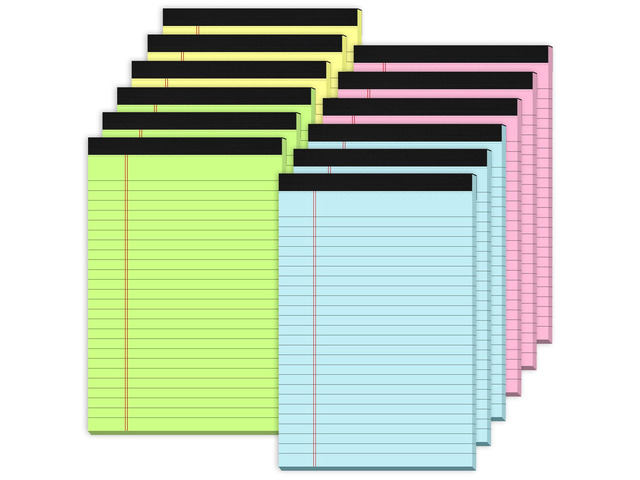 12 Pack Small Note Pads 5x8, Small Colored Legal Pads 5x8 College Ruled Perforated Legal Notepads, 30 Sheets/Pack Writing Pads 5x8, Colored...