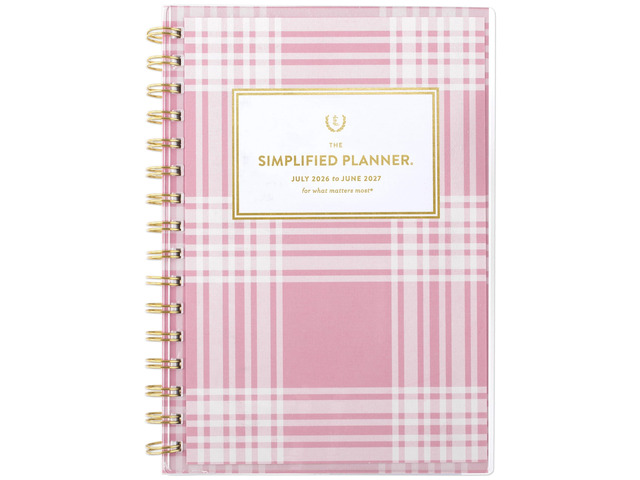 Planner 2026-2027 Weekly & Monthly Academic 12-Month July-June, 5-1/2' x 8-1/2', Front Cover Pocket, Simplified by Emily Ley, Oversized Plaid...