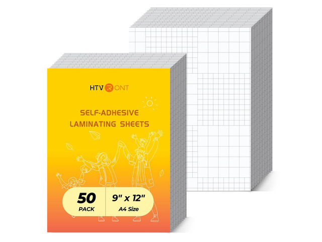 Self-Adhesive Laminating Sheets, 50 Pack, 9'x12', 4mil Back to School Supplies, Waterproof, No Machine Needed, Clear Protective Film for Documents,...