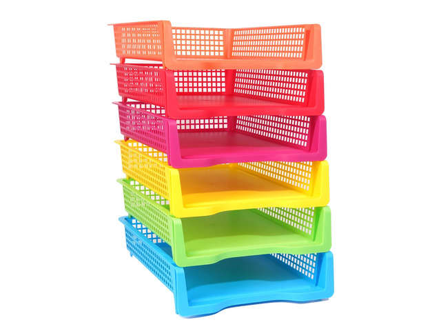 6 Pack Turn in Trays Classroom, Colorful Turn in Trays for Teachers, Plastic Classroom Paper Organizers, Stackable Tray for Classroom, Library,...