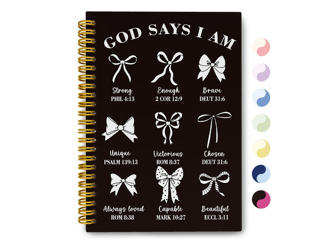 Black Bible Journal for Women, Christian Prayer Spiral Notebook Black Bow Hardcover Spiral Notebook for Church Notes, Bible Study Supplies,...