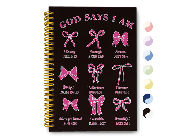 Black Pink Bible Journal for Women, Prayer Journal for Teen Girls Coquette Bows Spiral Notebook for Church Notes, Bible Study Supplies, Cute...