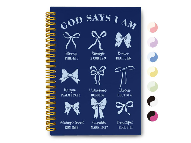 Navy Blue Bible Journal for Women, Christian Prayer Notebook Navy Blue Hardcover Spiral Notebook for Church Notes, Bible Study Supplies, Christian...