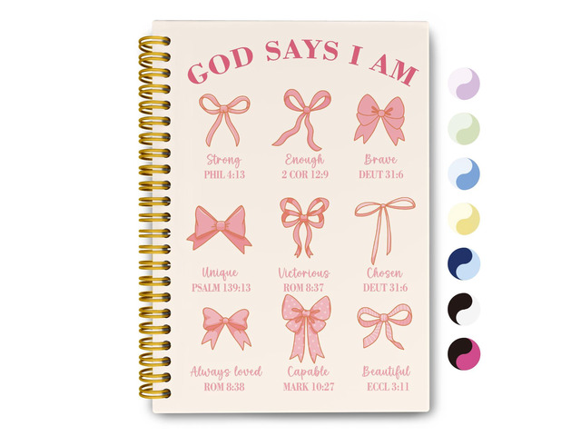 Pink Bible Journal for Women, Christian Prayer Journal for Teen Girls Coquette Bow Spiral Notebook for Church Notes, Bible Study Supplies, Cute...