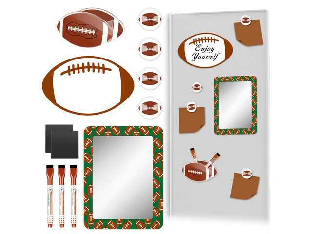 12 Pcs Locker Accessories Kit Rugby Themed Magnetic Whiteboard Mirror Pen Holder for Back to School Essentials Locker Decorations