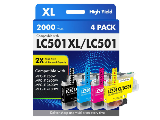 LC501XL LC501 MFC-J1360DW Ink Cartridges for Brother Printer LC 501 XL Compatible for Brother MFC-J1410DW MFC J1360DW J1260W J1260DW J1410DW Series...