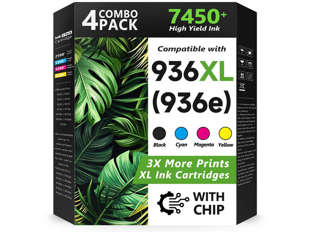 936XL 936e 936 Ink Cartridges for HP Printers Replacement for HP 936XL 936 Ink Cartridges Combo Pack for HP OfficeJet Pro 9125e 9120e 9730e 9130...