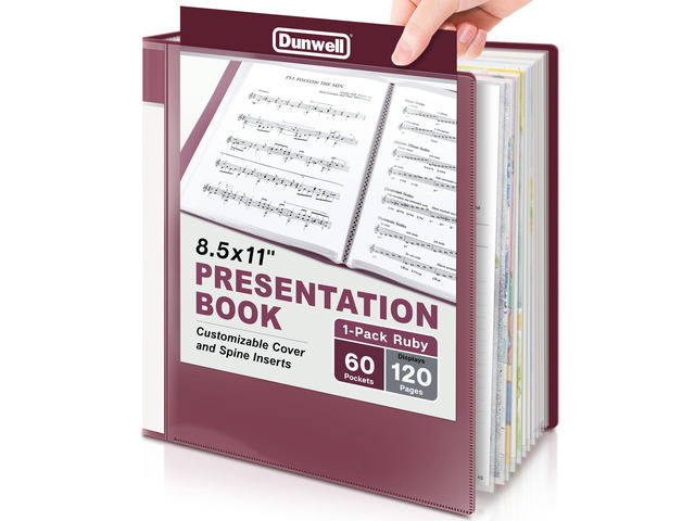 Presentation Binder 60-Pocket, Displays 120 Pages, 8.5x11 Portfolio Binder with Plastic Sleeves, Storage and Organizer for Documents, Photos, Kids...
