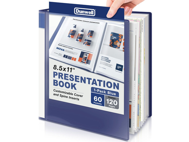 Presentation Binder 60-Pocket, Displays 120 Pages, 8.5x11 Portfolio Binder with Plastic Sleeves, Storage and Organizer for Documents, Photos, Kids...